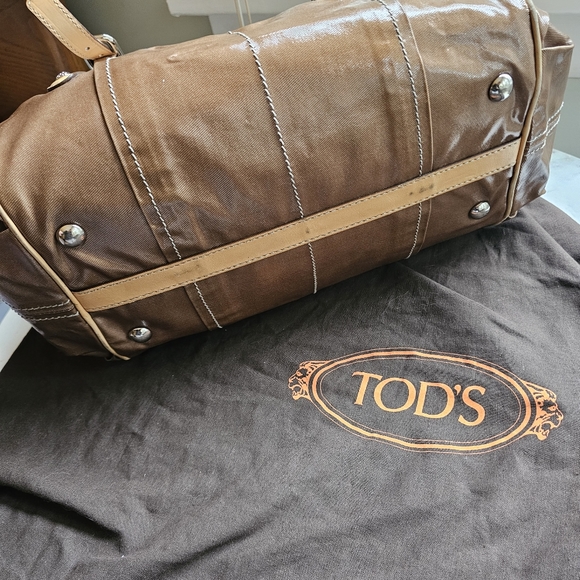 Tod's Brown Canvas G Line Grande Large Satchel Handbag - Picture 8 of 10